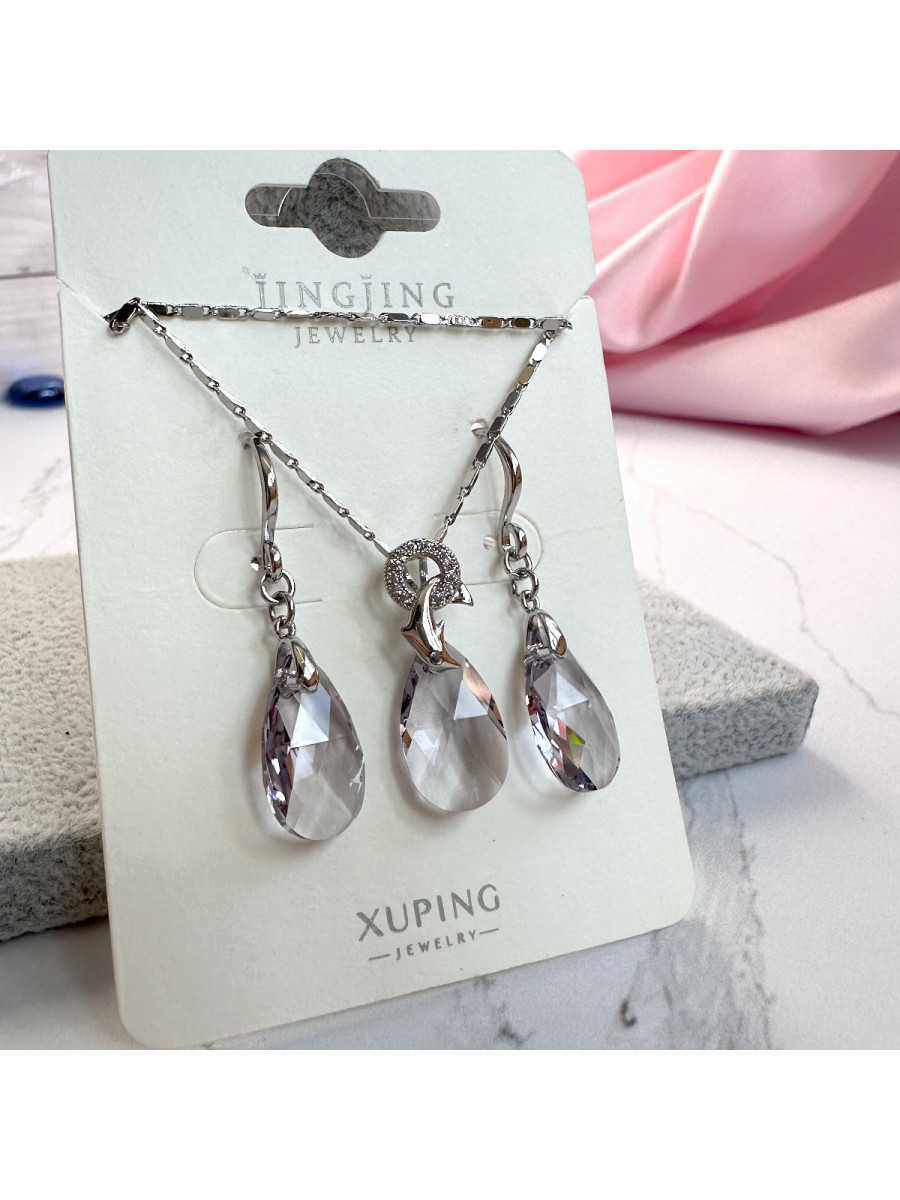 Комплект украшений Xuping Jewelry: колье и серьги с кристаллом Swarovski "Мальвина" Комплект украшений Xuping Jewelry: колье и серьги с кристаллом Swarovski "Мальвина"
