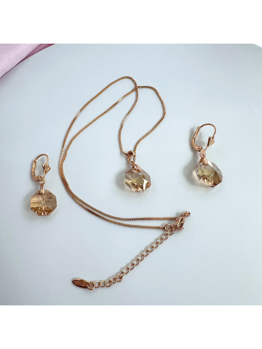 Колье и серьги "Боярыня Морозова" с медовыми кристаллами Swarovski