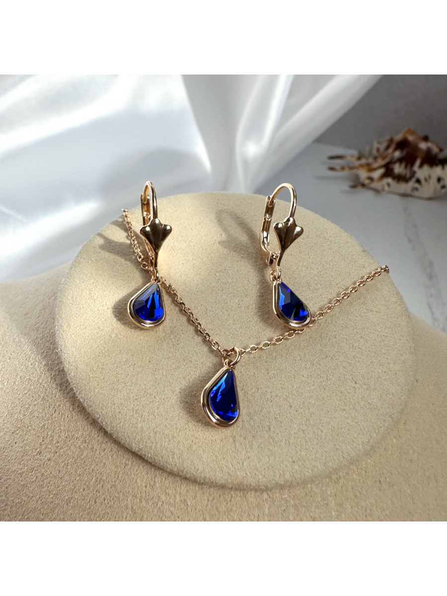 Колье и серьги "Blue Drop" с кристаллами Сваровски Колье и серьги "Blue Drop" с кристаллами Сваровски