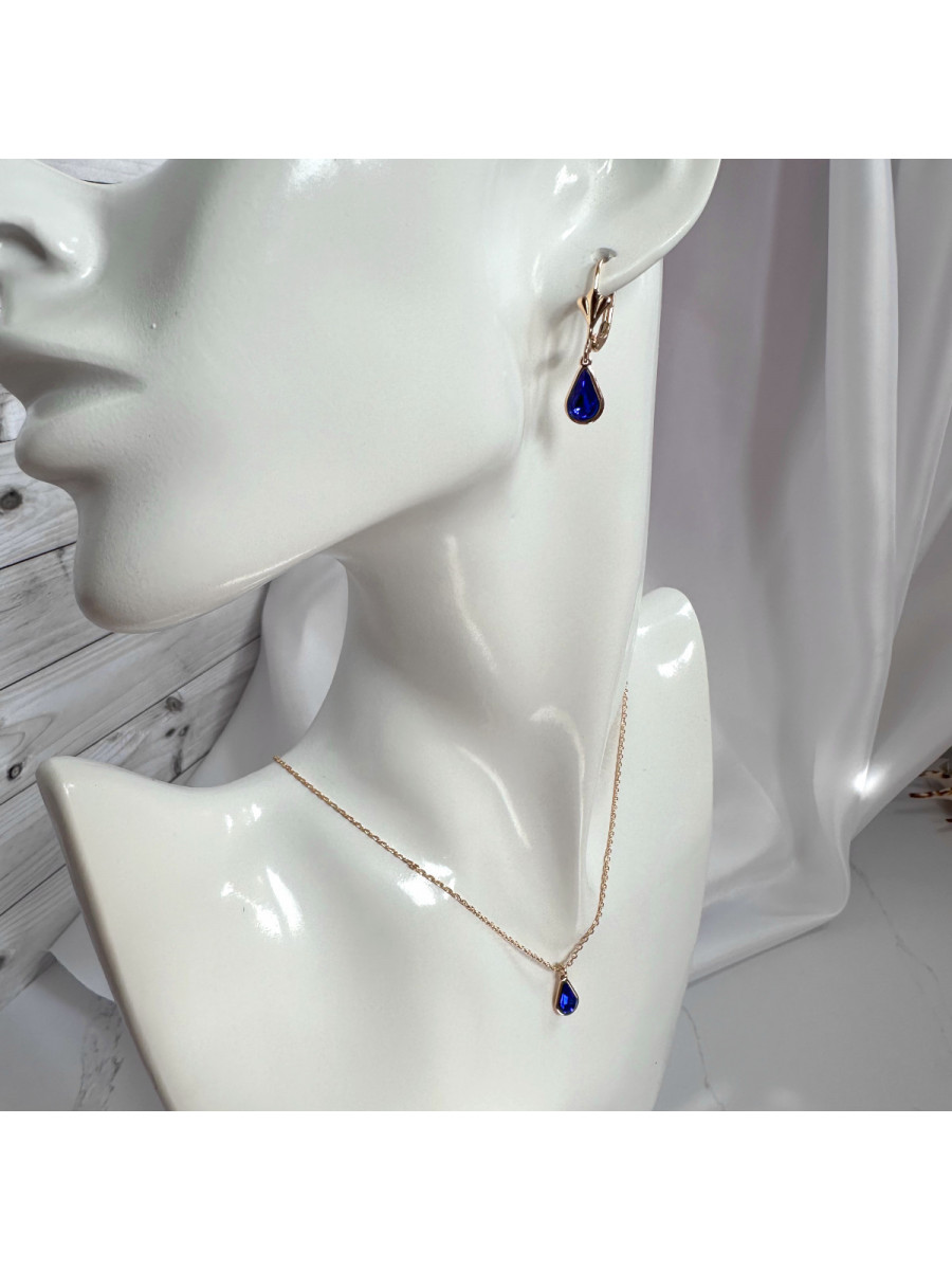 Колье и серьги "Blue Drop" с кристаллами Сваровски Колье и серьги "Blue Drop" с кристаллами Сваровски