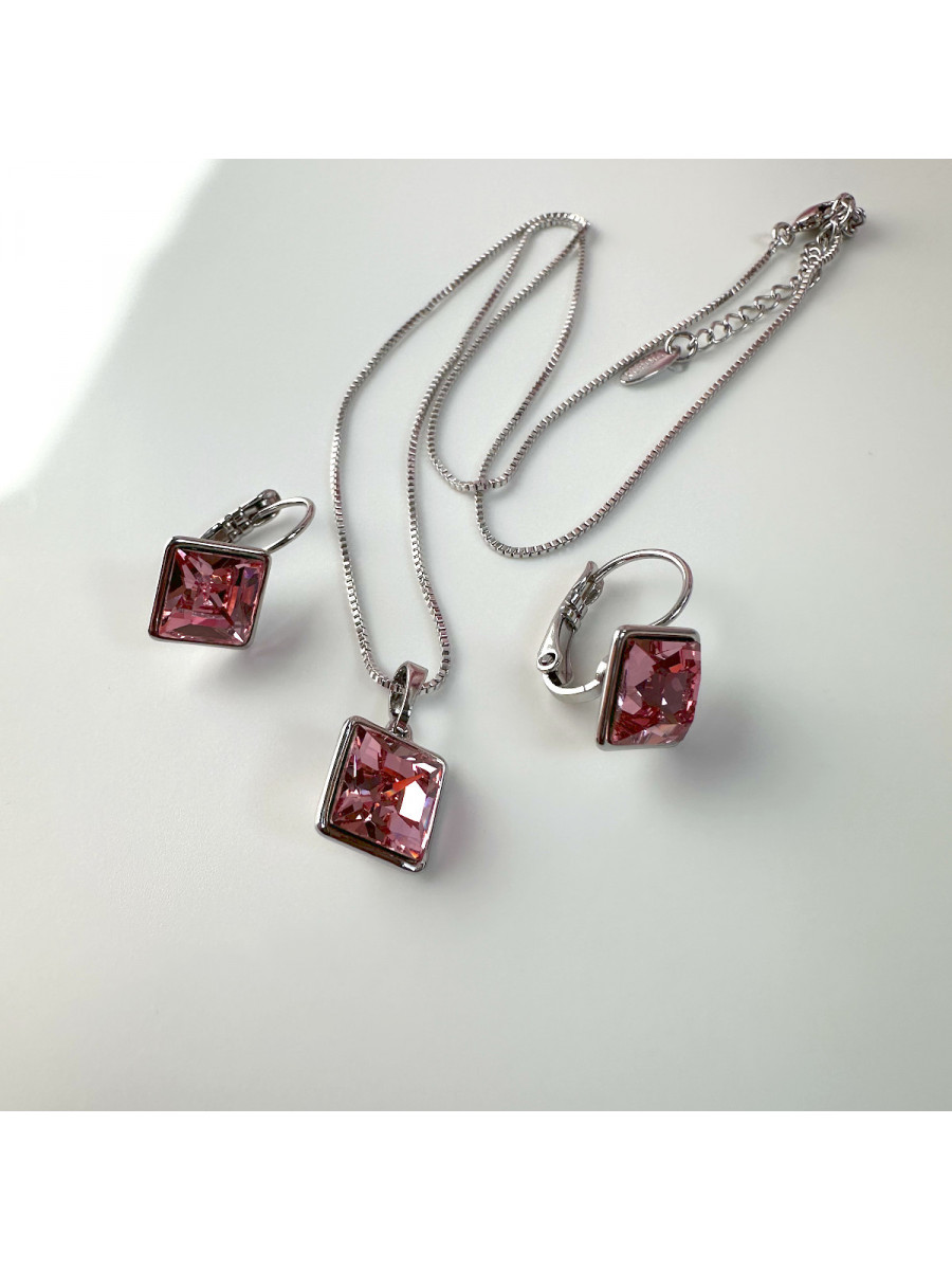 Колье и серьги с кристаллами Swarovski - комплект украшений “Crystal Rose” Колье и серьги с кристаллами Swarovski - комплект украшений “Crystal Rose”