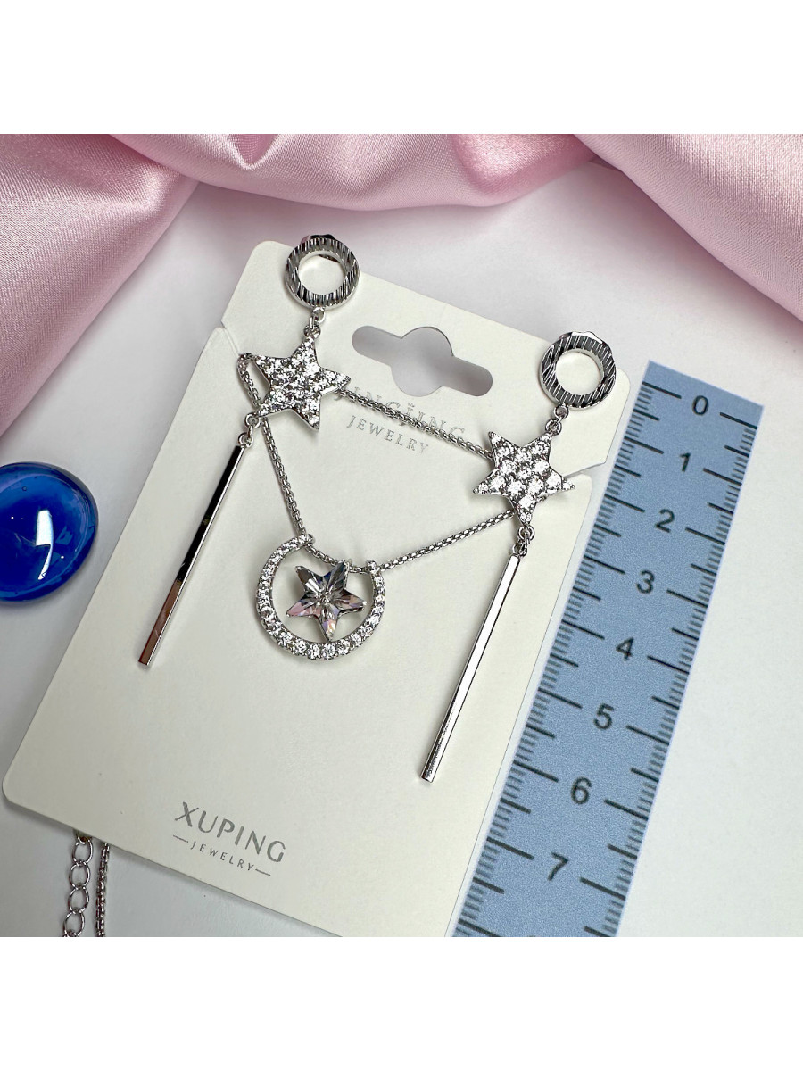 Колье и серьги "Мерцание звезд" с фианитом Swarovski Колье и серьги "Мерцание звезд" с фианитом Swarovski