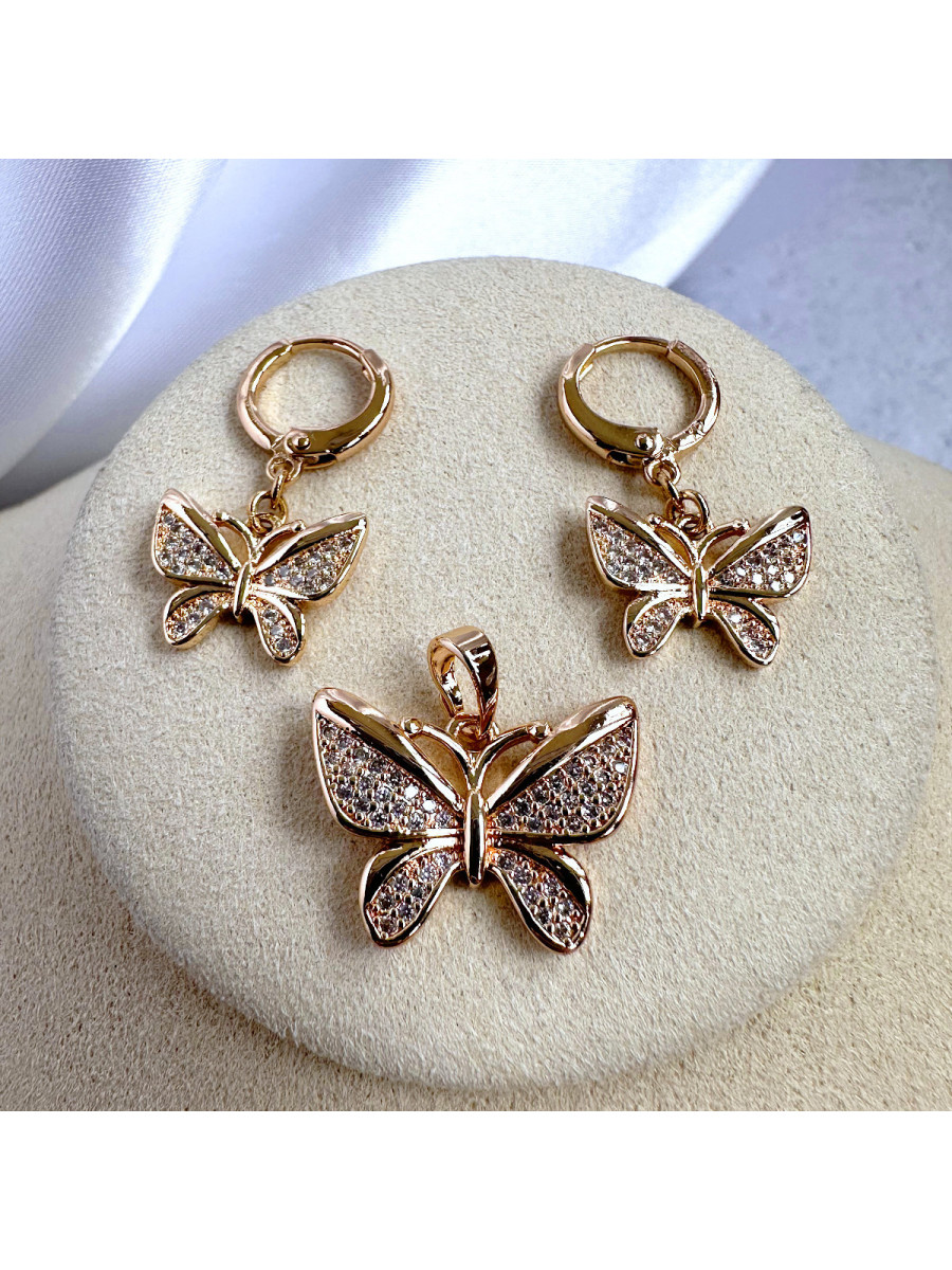 Комплект украшений "Бабочки": подвеска и серьги Xuping Jewelry Комплект украшений "Бабочки": подвеска и серьги Xuping Jewelry