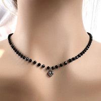 Бусы Принцесса из черной шпинели с подвеской-сердцем, Xuping Jewelry