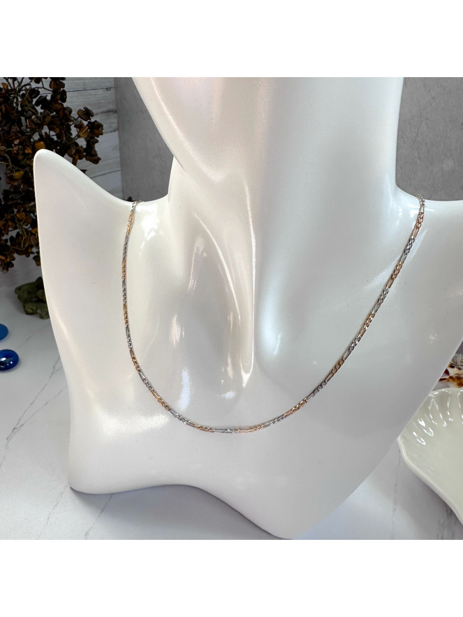 Женская двухцветная цепочка на шею с плетением Фигаро (45 см.) Xuping Jewelry Женская двухцветная цепочка на шею с плетением Фигаро (45 см.) Xuping Jewelry