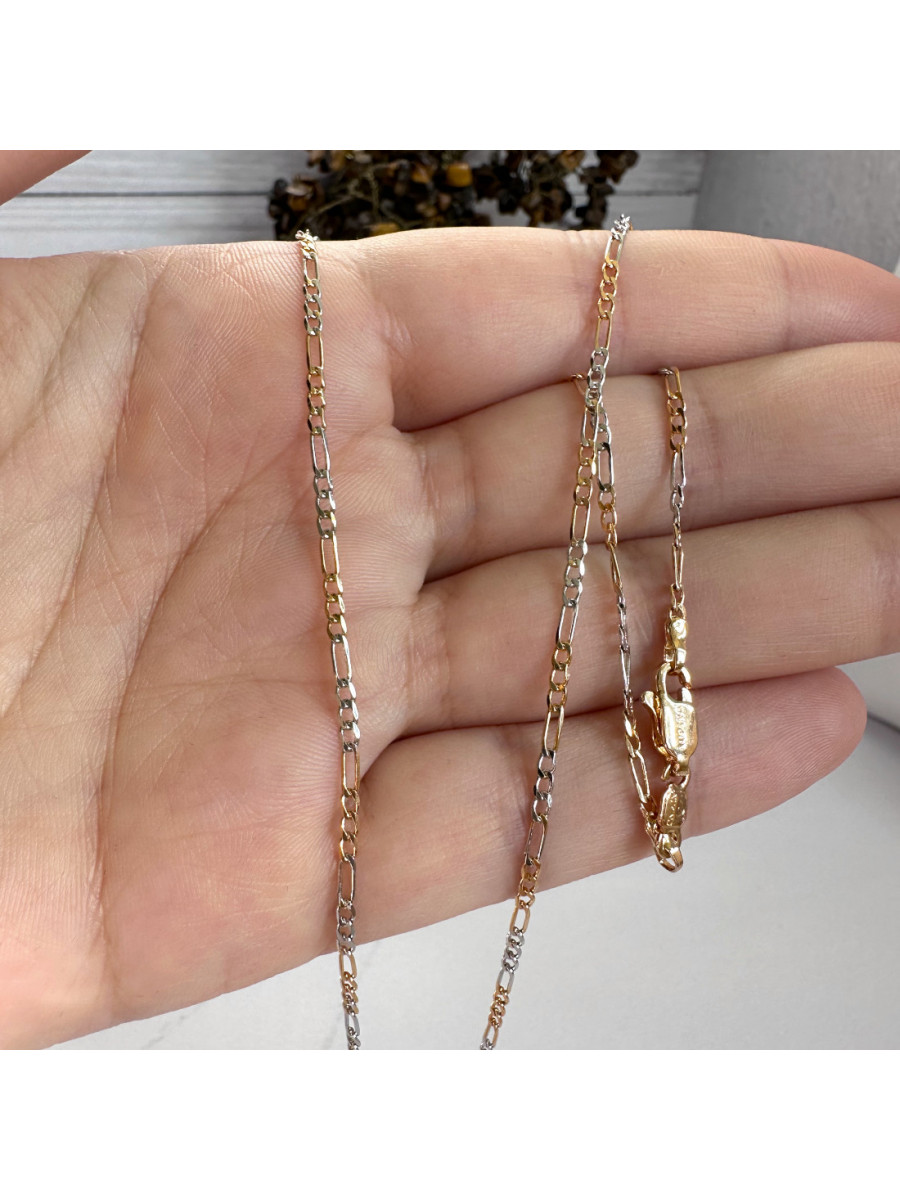 Женская двухцветная цепочка на шею с плетением Фигаро (45 см.) Xuping Jewelry Женская двухцветная цепочка на шею с плетением Фигаро (45 см.) Xuping Jewelry