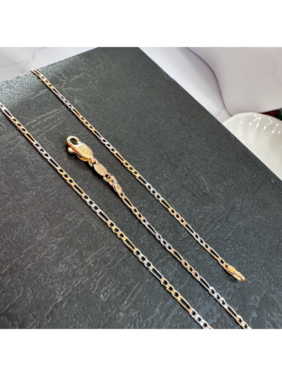 Женская двухцветная цепочка на шею с плетением Фигаро (45 см.) Xuping Jewelry Женская двухцветная цепочка на шею с плетением Фигаро (45 см.) Xuping Jewelry