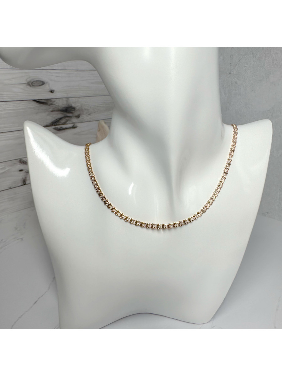 Узорная женская цепочка на шею 45 см. с плетением Сердце, Xuping Jewelry (позолота) Узорная женская цепочка на шею 45 см. с плетением Сердце, Xuping Jewelry (позолота)