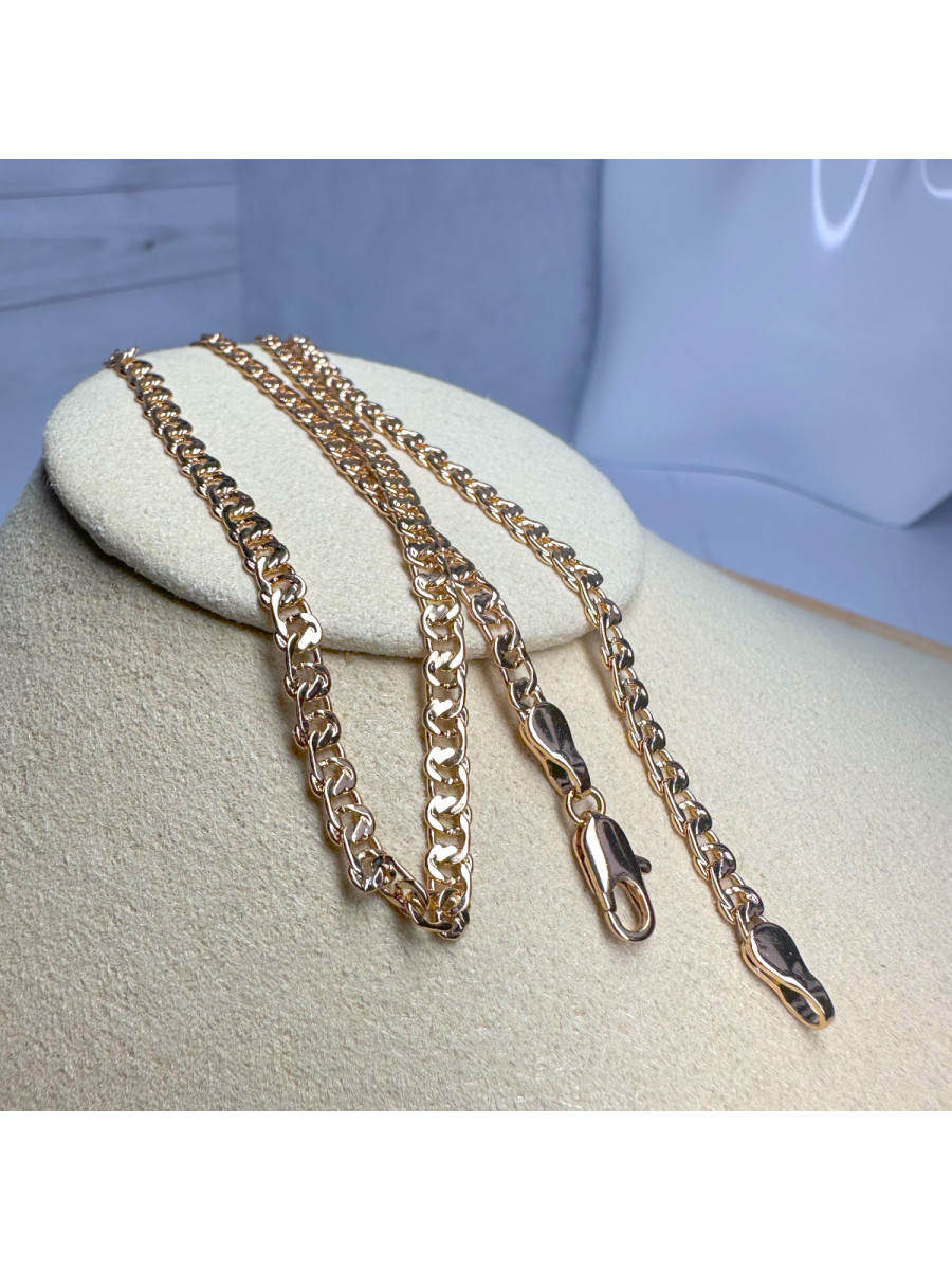 Узорная женская цепочка на шею 45 см. с плетением Сердце, Xuping Jewelry (позолота) Узорная женская цепочка на шею 45 см. с плетением Сердце, Xuping Jewelry (позолота)