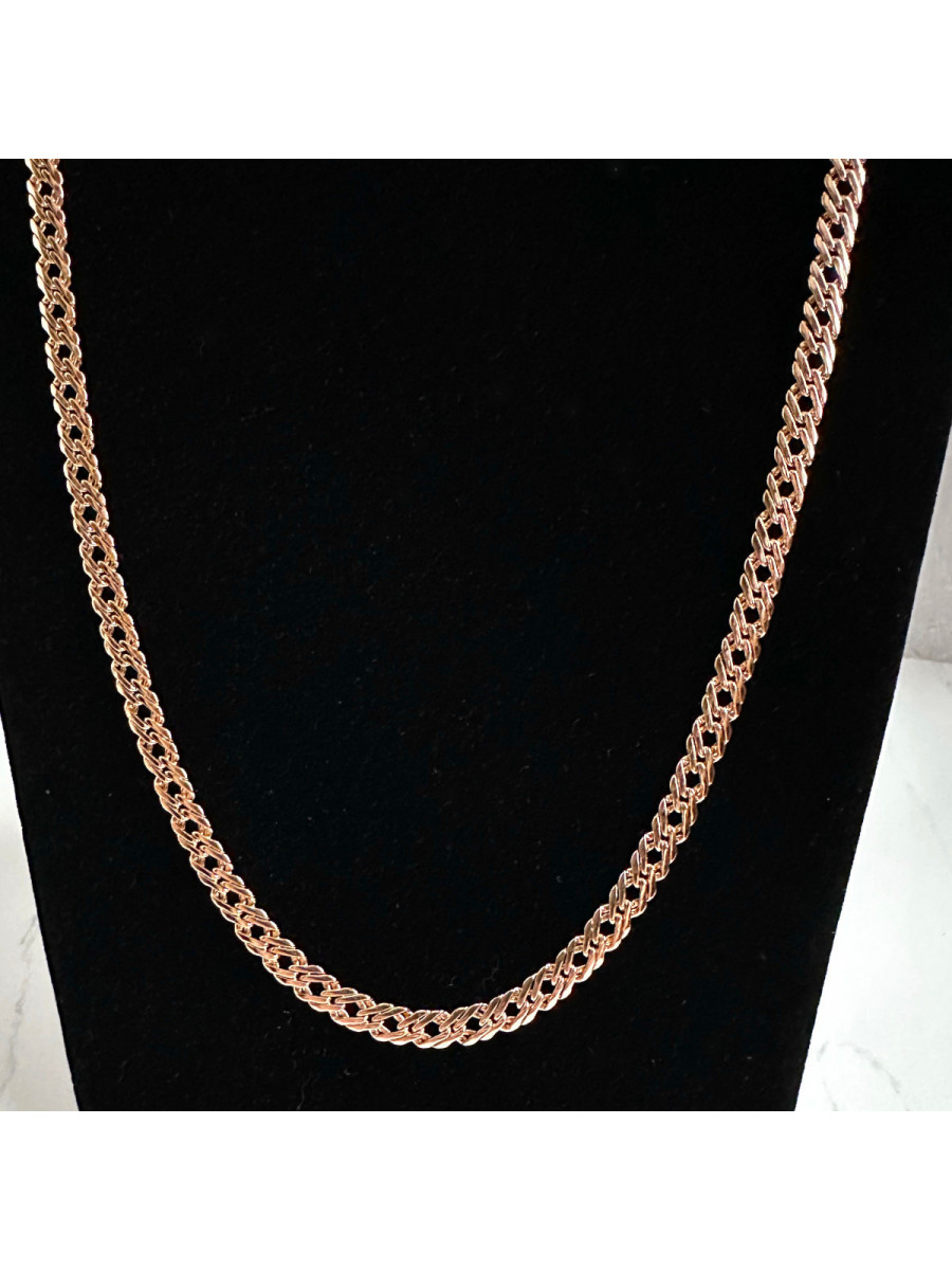 Позолоченная цепочка на шею 60 x 0,5 см. с плетением двойной ромб, Xuping Jewelry