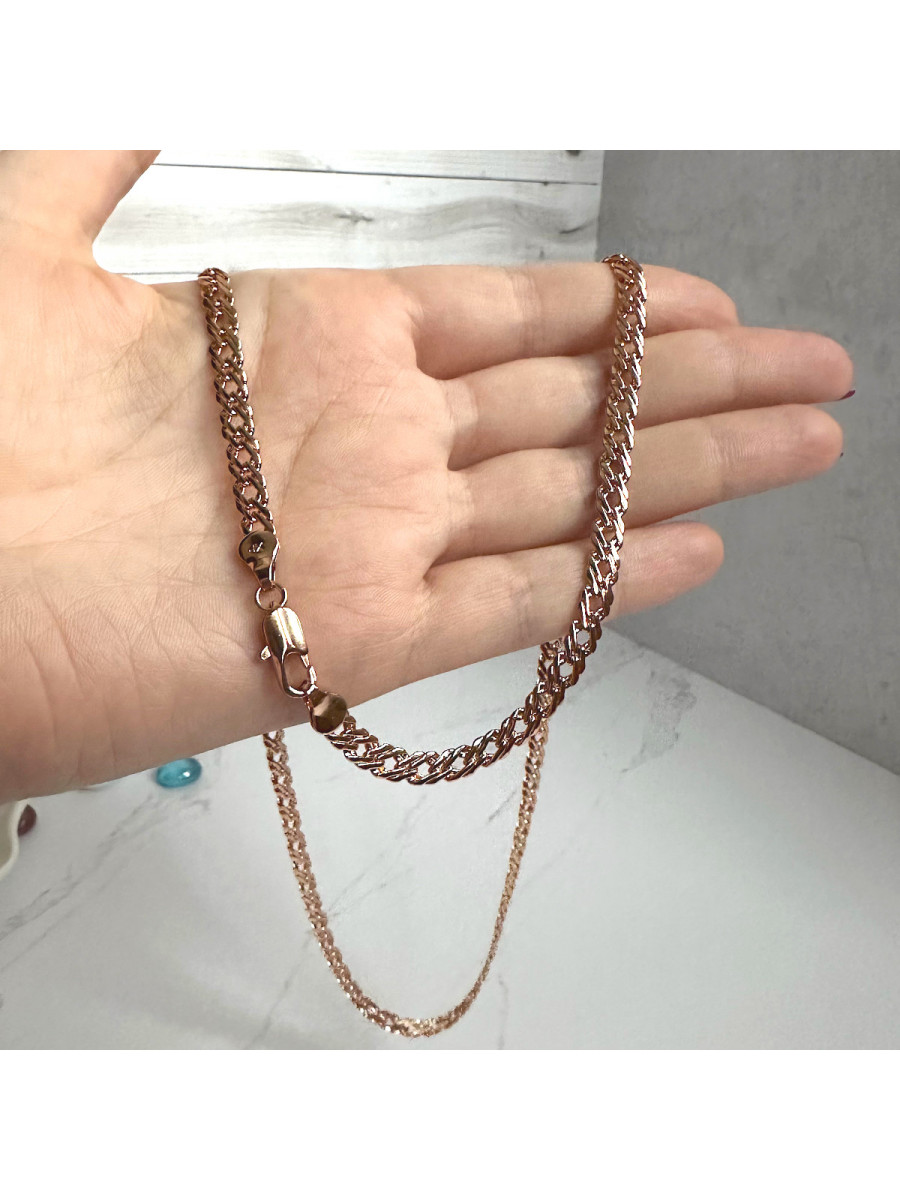 Позолоченная цепочка на шею 60 x 0,5 см. с плетением двойной ромб, Xuping Jewelry