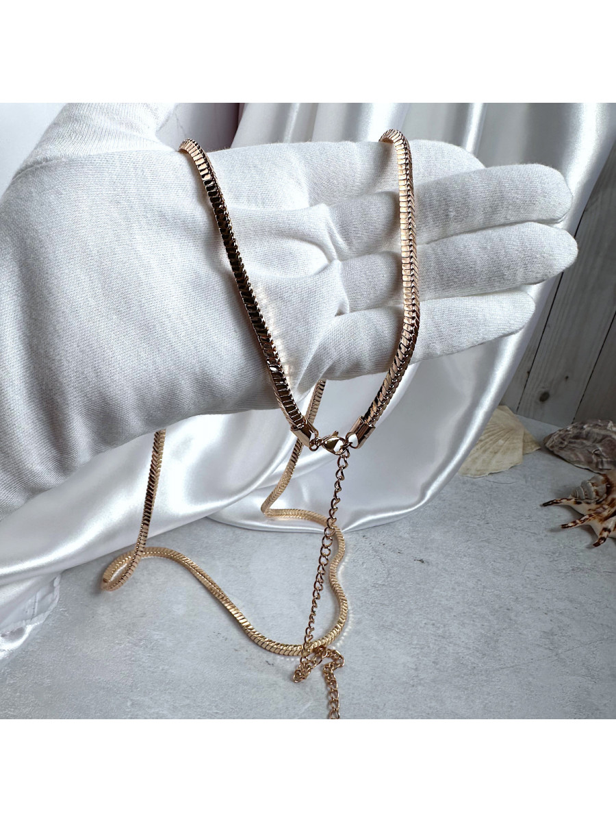 Цепь 93-113 см. в золоте с плетением квадратный снейк, Xuping Jewelry