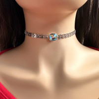 Чокер "Жанна д'Арк" с голубым голографическим кристаллом Swarovski (35-40 см.), Xuping Jewelry
