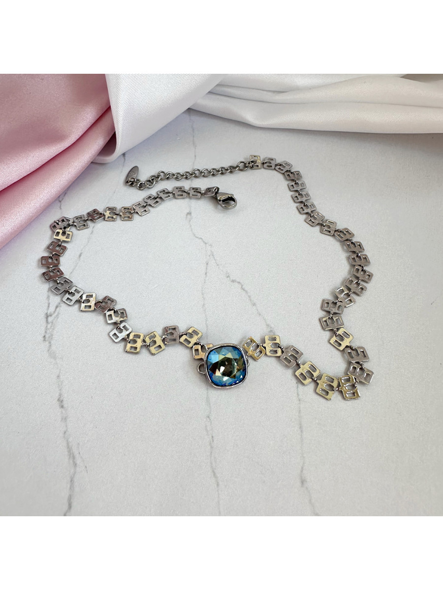 Чокер "Жанна д'Арк" с голубым голографическим кристаллом Swarovski (35-40 см.), Xuping Jewelry