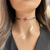 Чокер "Жанна д'Арк" с бордово-голографическим кристаллом Swarovski (35-40 см.), Xuping Jewelry