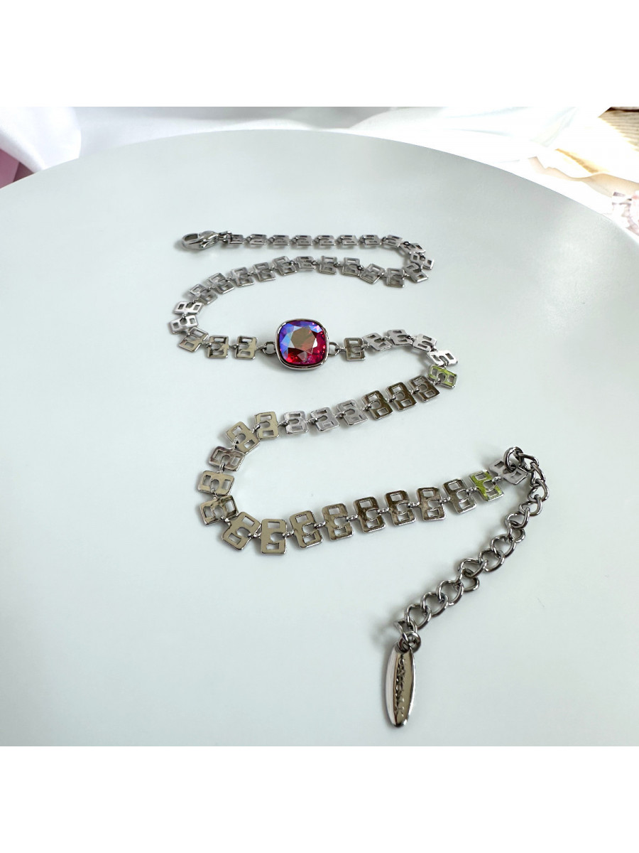 Чокер "Жанна д'Арк" с бордово-голографическим кристаллом Swarovski (35-40 см.), Xuping Jewelry Чокер "Жанна д'Арк" с бордово-голографическим кристаллом Swarovski (35-40 см.), Xuping Jewelry