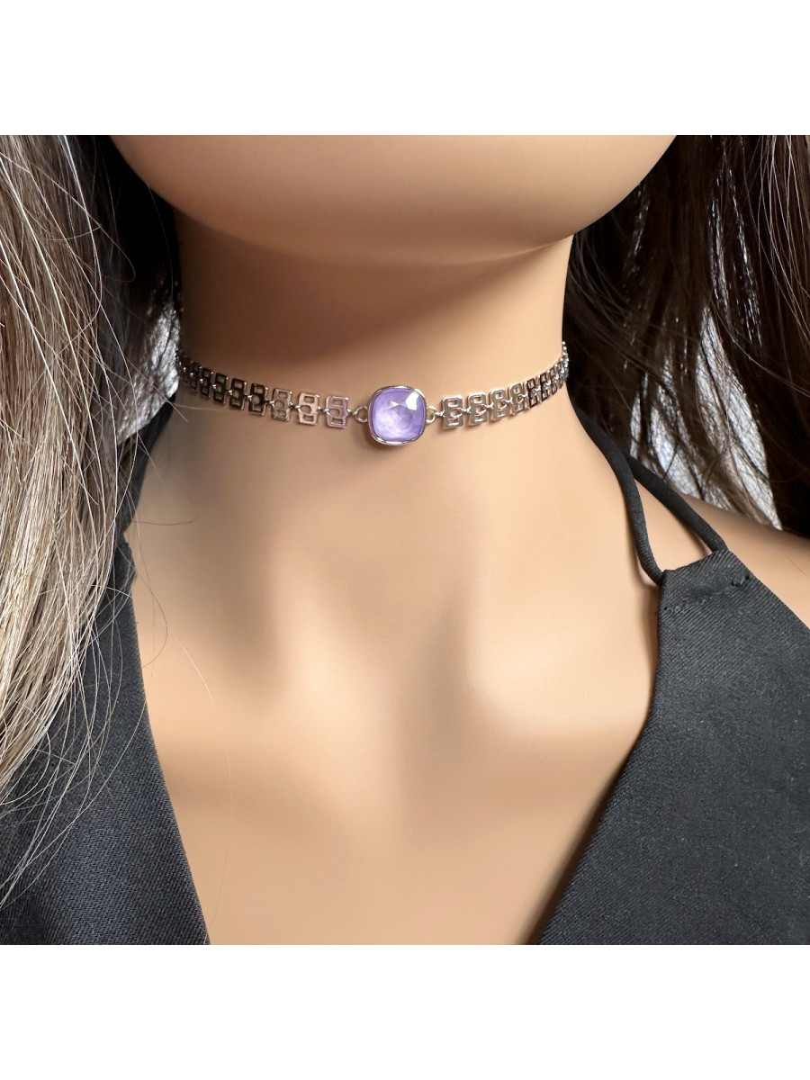 Чокер "Жанна д'Арк" с сиреневым кристаллом Swarovski (35-40 см.), Xuping Jewelry