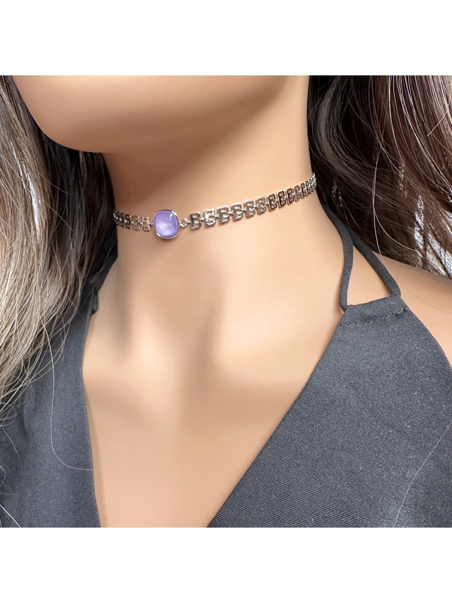 Чокер "Жанна д'Арк" с сиреневым кристаллом Swarovski (35-40 см.), Xuping Jewelry