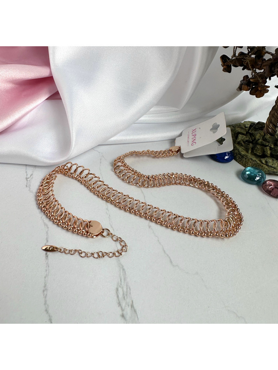 Цепочка-чокер фантазийного плетения (41-46 см. x 1 см.), Xuping Jewelry