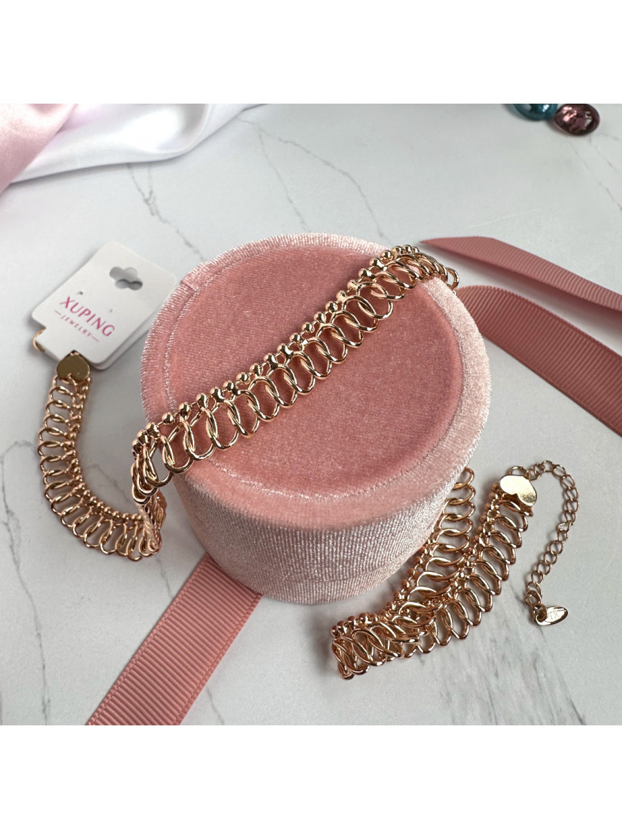 Цепочка-чокер фантазийного плетения (41-46 см. x 1 см.), Xuping Jewelry