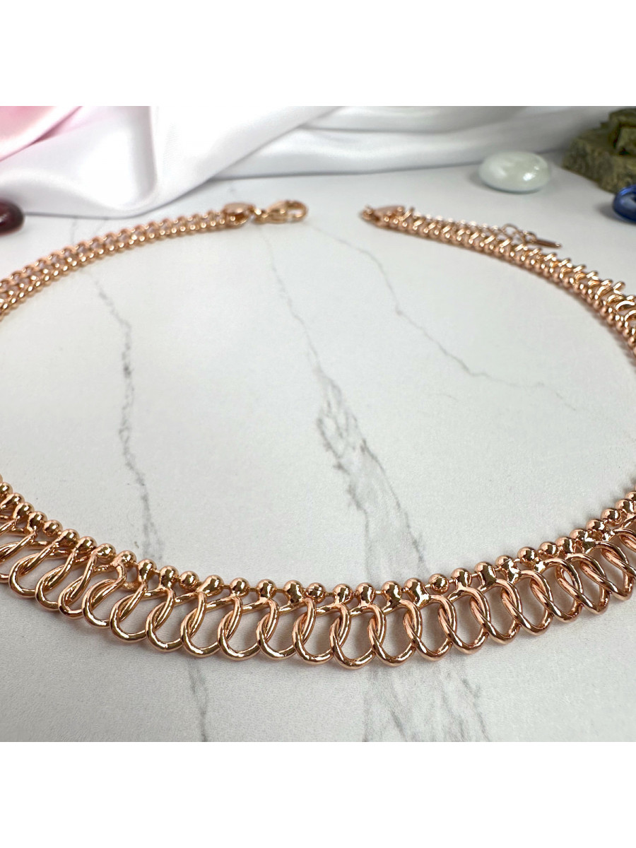 Цепочка-чокер фантазийного плетения (41-46 см. x 1 см.), Xuping Jewelry