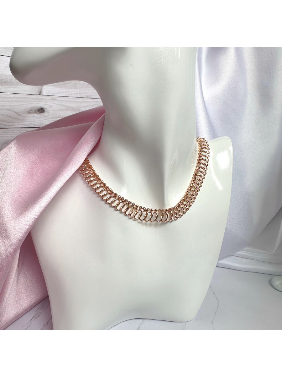 Цепочка-чокер фантазийного плетения (41-46 см. x 1 см.), Xuping Jewelry