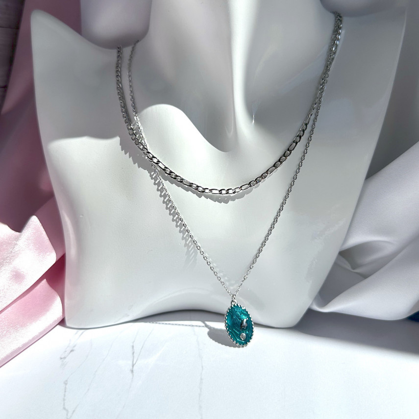 Двойное колье "Хозяйка медной горы" с малахитовой подвеской, Xuping Jewelry