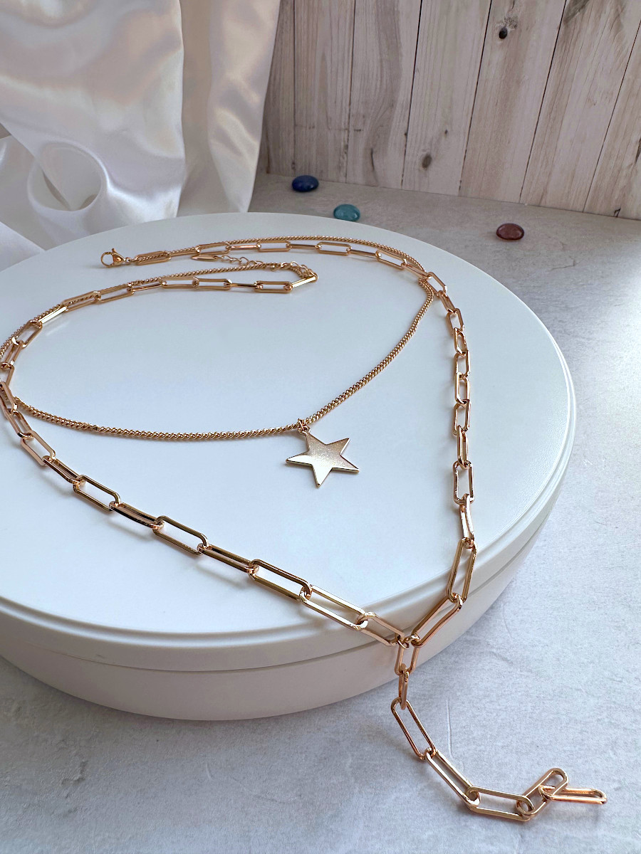 Двойное колье-галстук со звездой, Xuping Jewelry Двойное колье-галстук со звездой, Xuping Jewelry