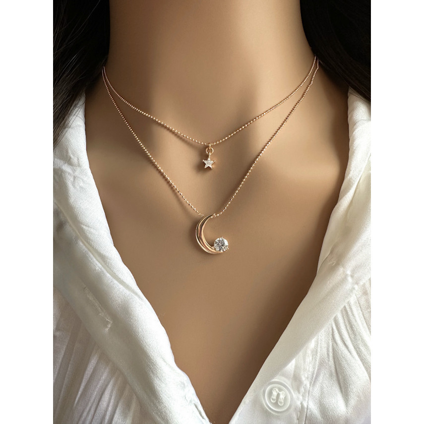 Двухслойное колье «Duo» с месяцем и звездой, Xuping Jewelry
