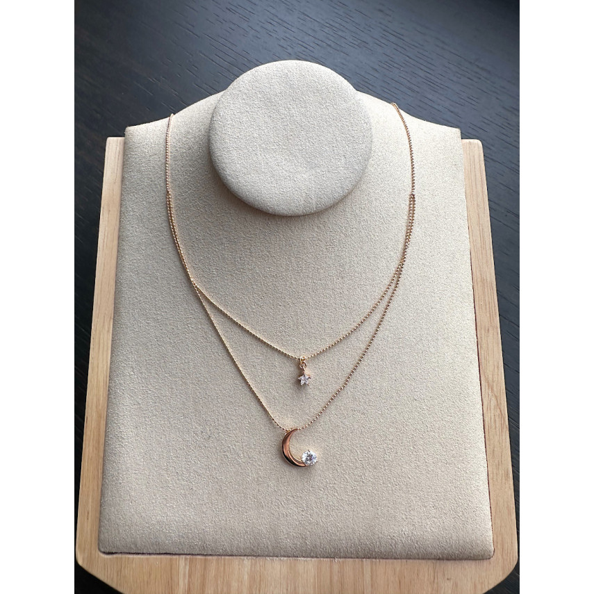 Двухслойное колье «Duo» с месяцем и звездой, Xuping Jewelry