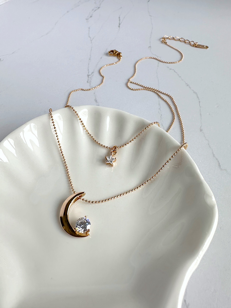 Двухслойное колье «Duo» с месяцем и звездой, Xuping Jewelry