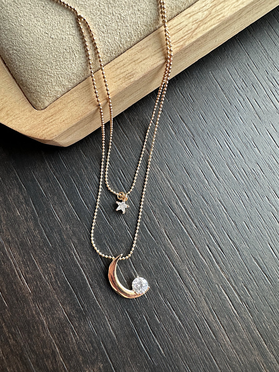 Двухслойное колье «Duo» с месяцем и звездой, Xuping Jewelry