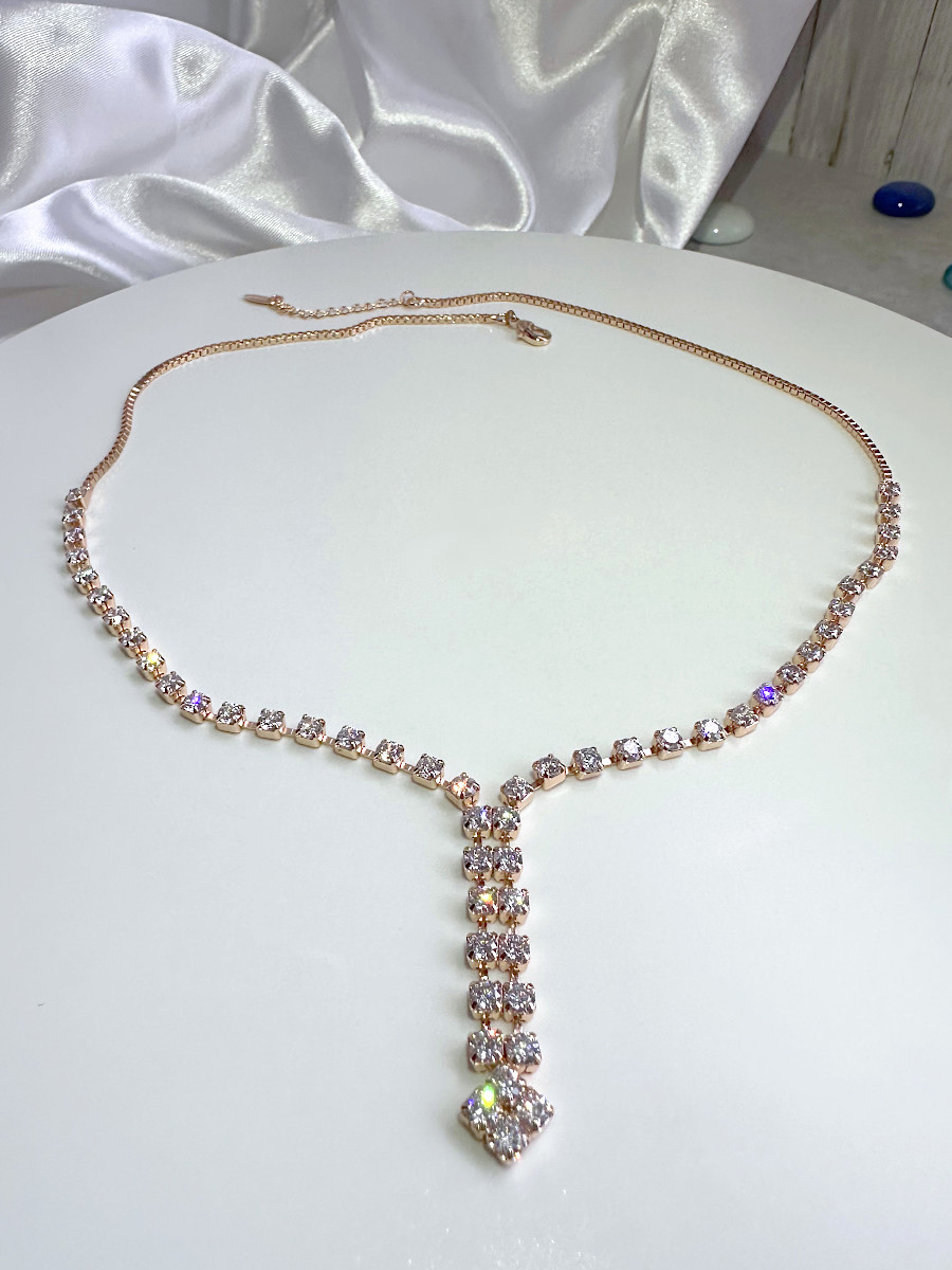 Праздничное колье-галстук из дорожки фианитов, Xuping Jewelry Праздничное колье-галстук из дорожки фианитов, Xuping Jewelry