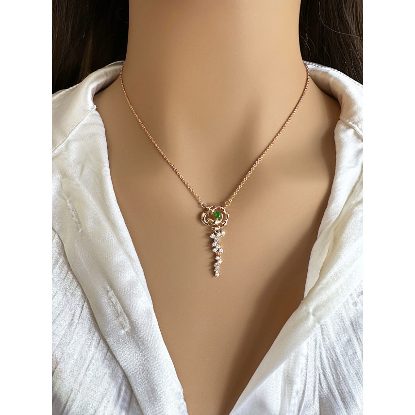 Колье "Роза" с зелёным цирконом, Xuping Jewelry