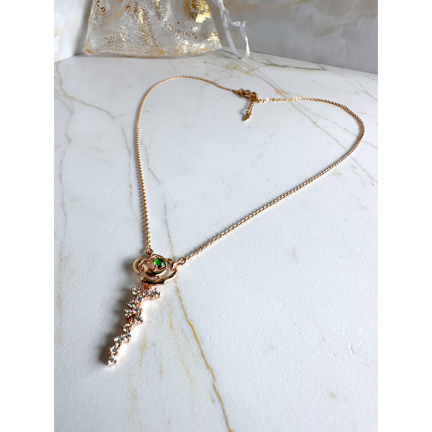 Колье "Роза" с зелёным цирконом, Xuping Jewelry