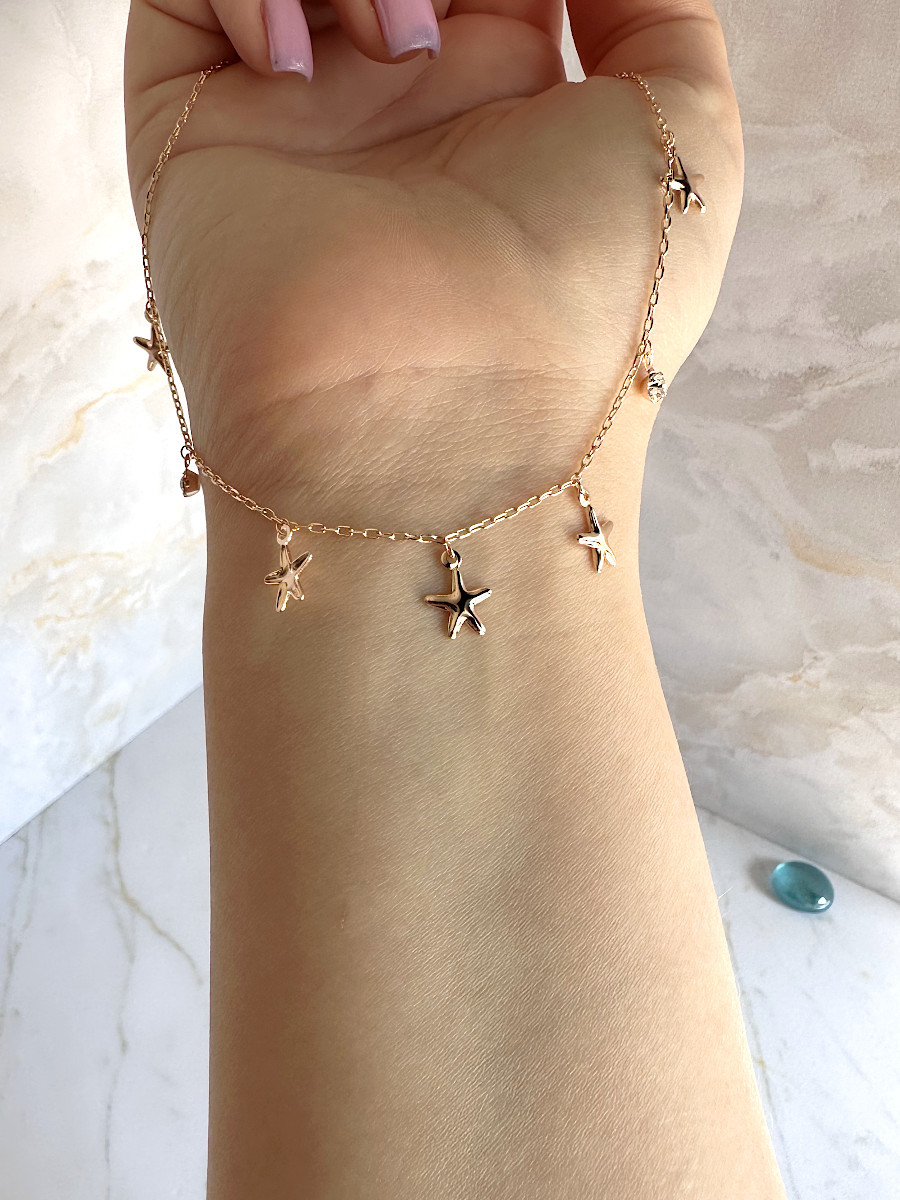 Колье-цепочка с подвесками-цирконами и морскими звездами от Xuping Jewelry