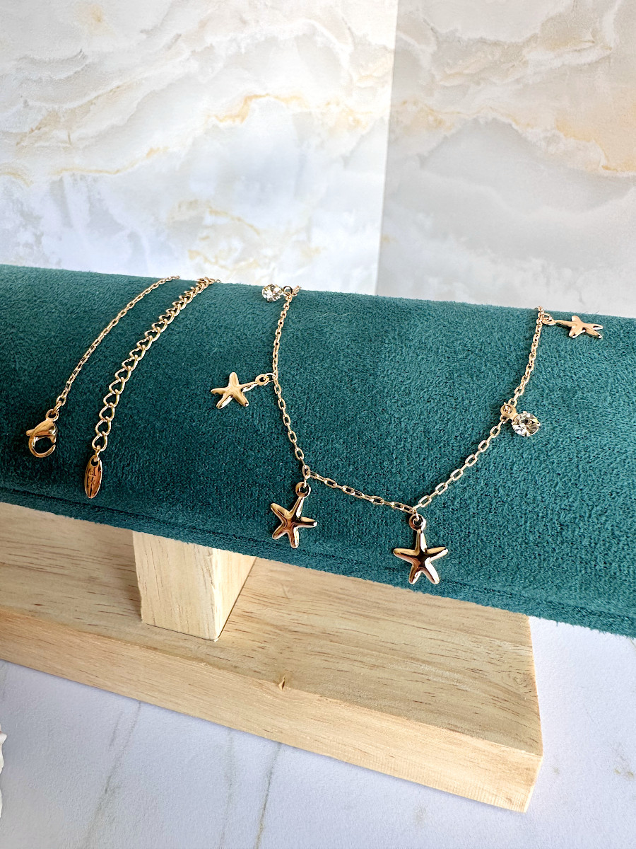 Колье-цепочка с подвесками-цирконами и морскими звездами от Xuping Jewelry
