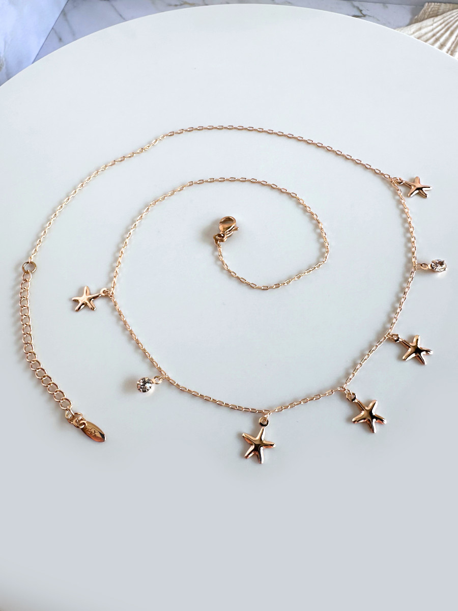 Колье-цепочка с подвесками-цирконами и морскими звездами от Xuping Jewelry