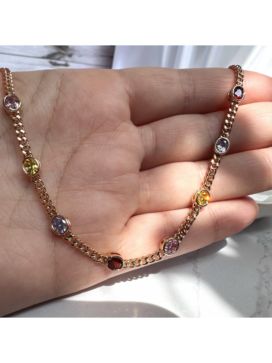 Колье "Принцесса" с разноцветными цирконами, Xuping Jewelry