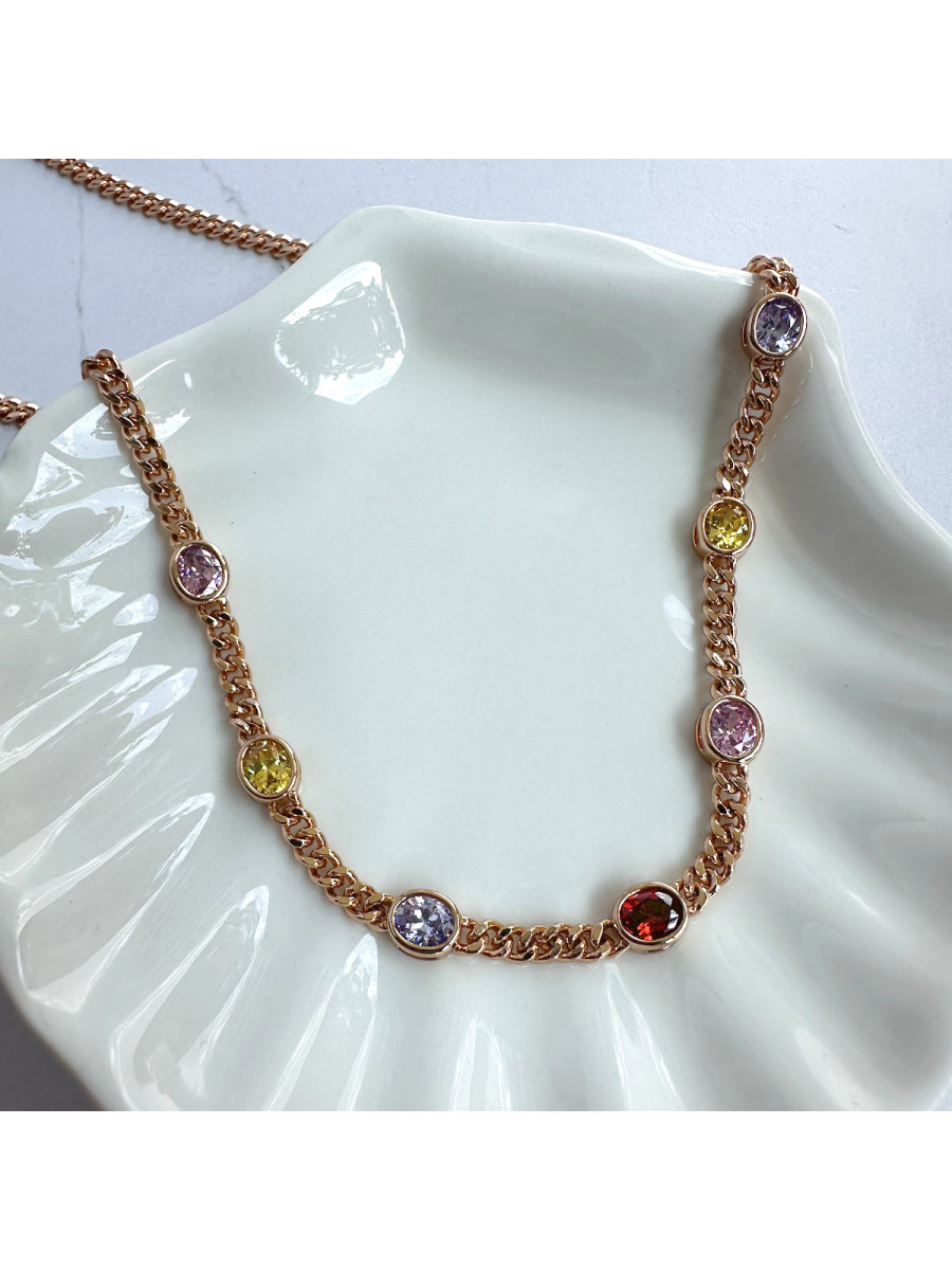 Колье "Принцесса" с разноцветными цирконами, Xuping Jewelry