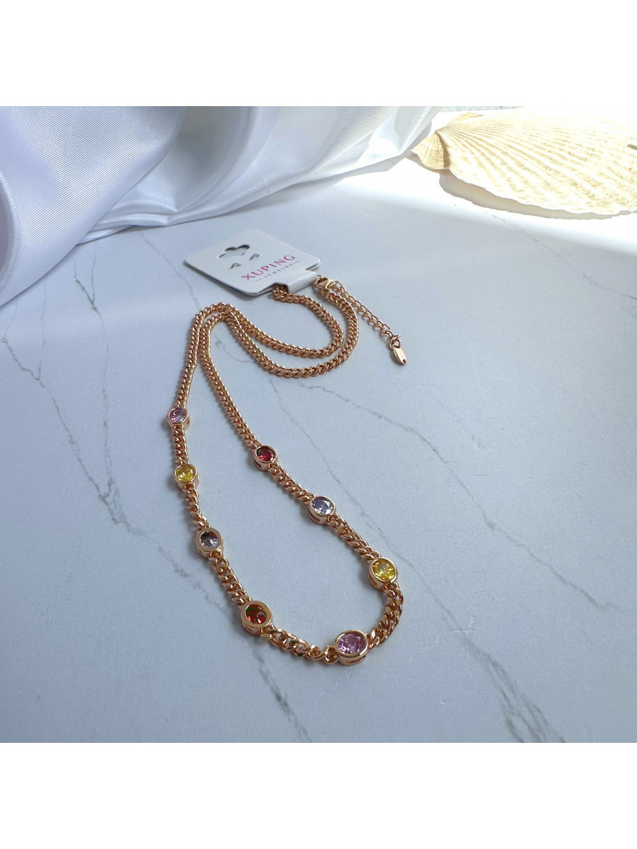 Колье "Принцесса" с разноцветными цирконами, Xuping Jewelry