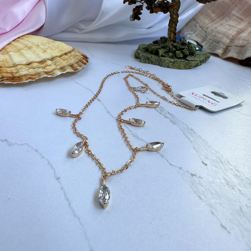 Колье с подвесками-каплями из цирконов, Xuping Jewelry