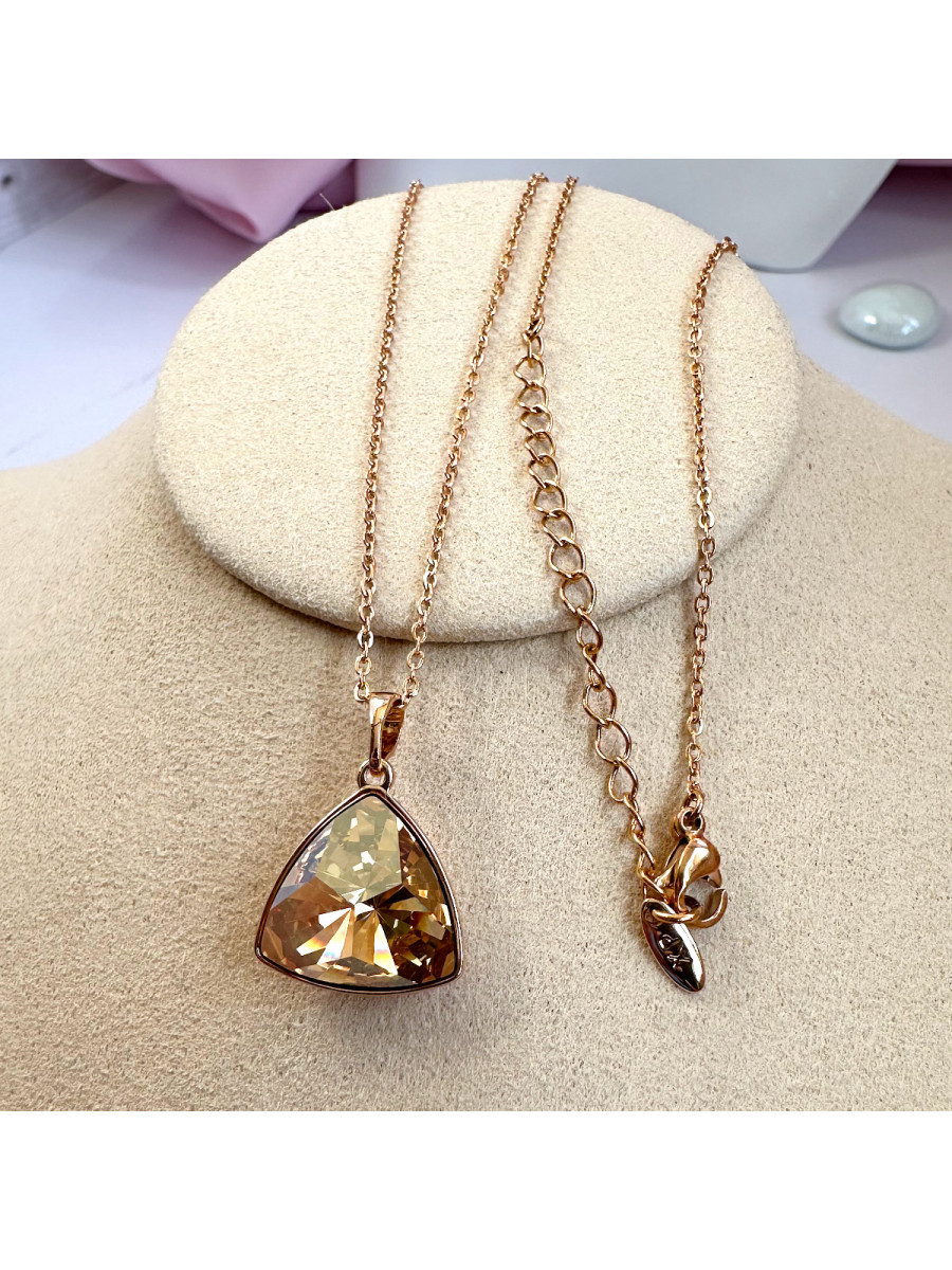 Колье Xuping Jewelry "Любава" с треугольным австрийским кристаллом цвета шампань