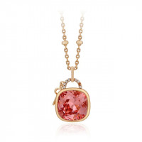 Колье Xuping Jewelry с карминно-розовым кристаллом Сваровски "Замок и ключ"