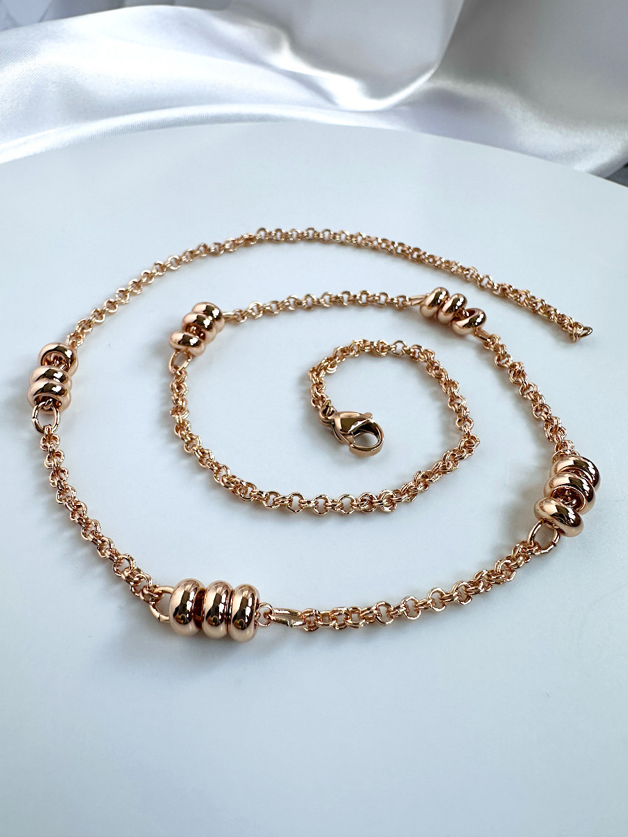 Колье-цепочка с нанизанными тройными бусинами, Xuping Jewelry