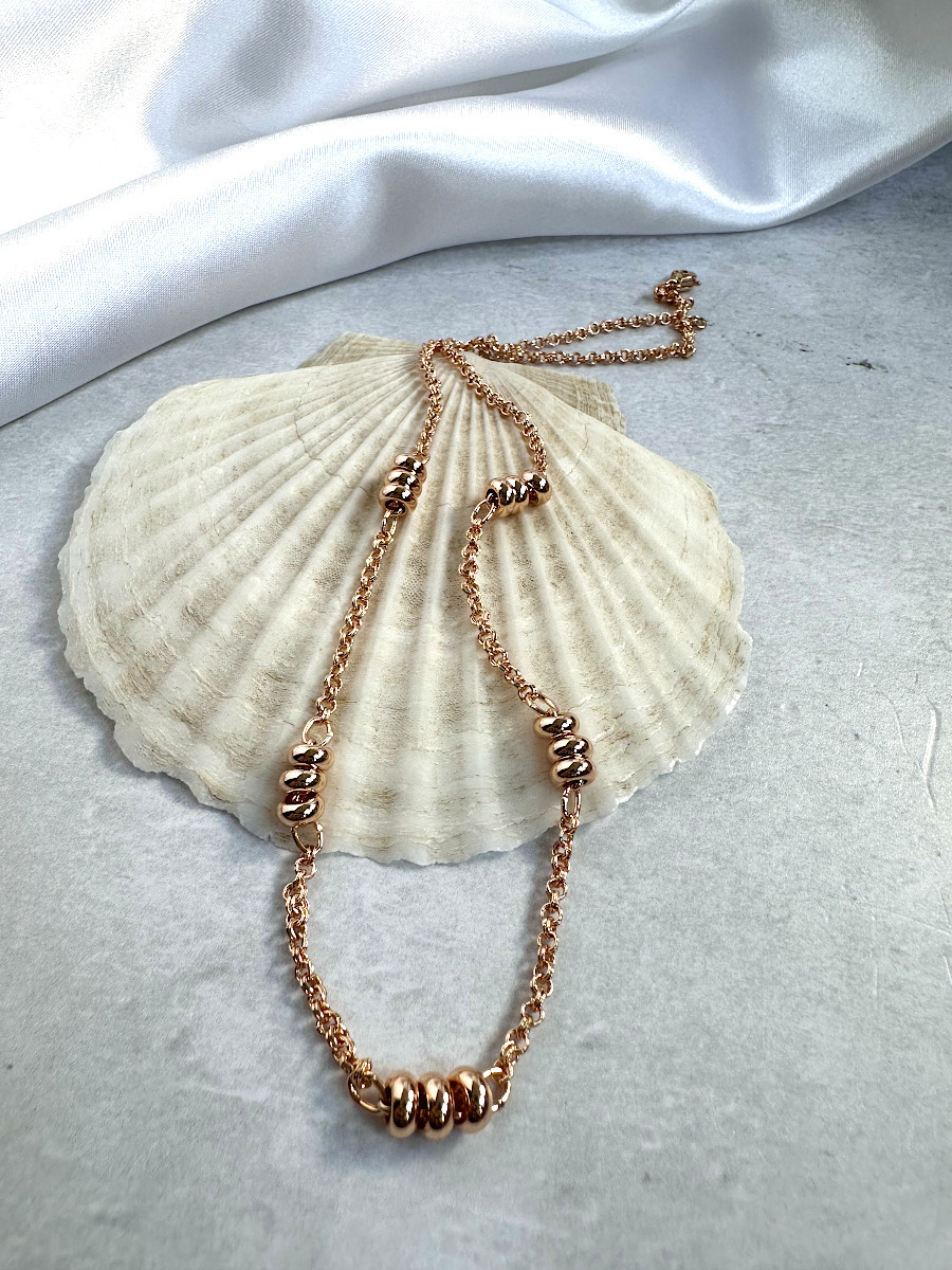 Колье-цепочка с нанизанными тройными бусинами, Xuping Jewelry