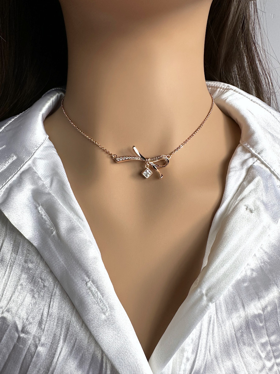 Колье с бантом и квадратной подвеской, Xuping Jewelry Колье с бантом и квадратной подвеской, Xuping Jewelry