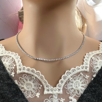 Колье-чокер с дорожкой цирконов в серебре, Xuping Jewelry