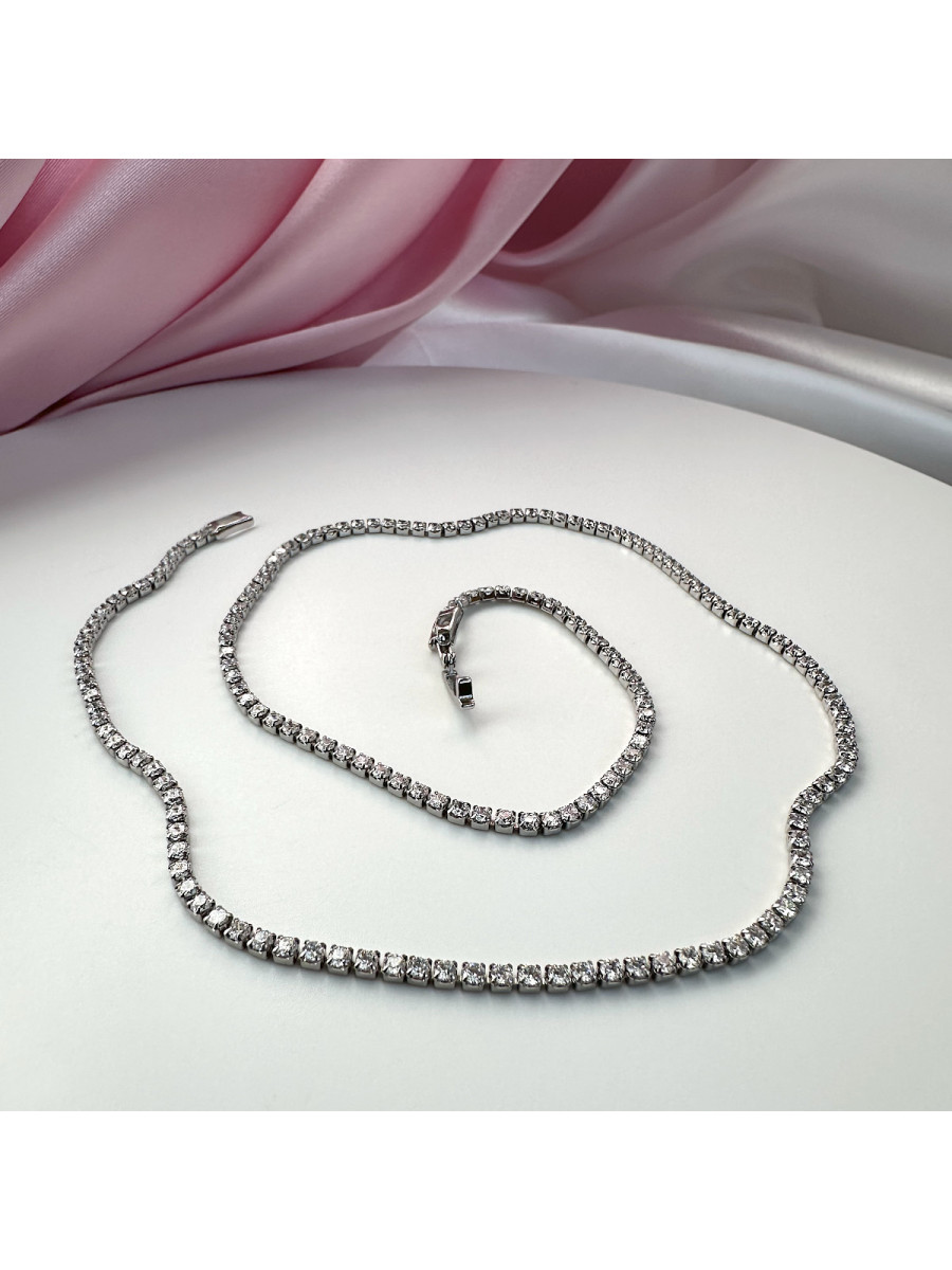Колье-чокер с дорожкой цирконов в серебре, Xuping Jewelry