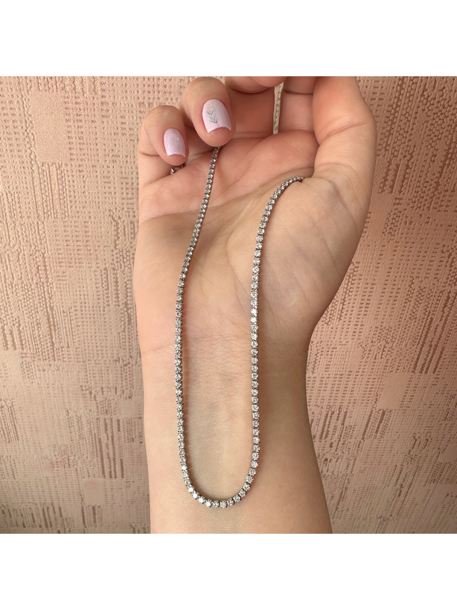 Колье-чокер с дорожкой цирконов в серебре, Xuping Jewelry